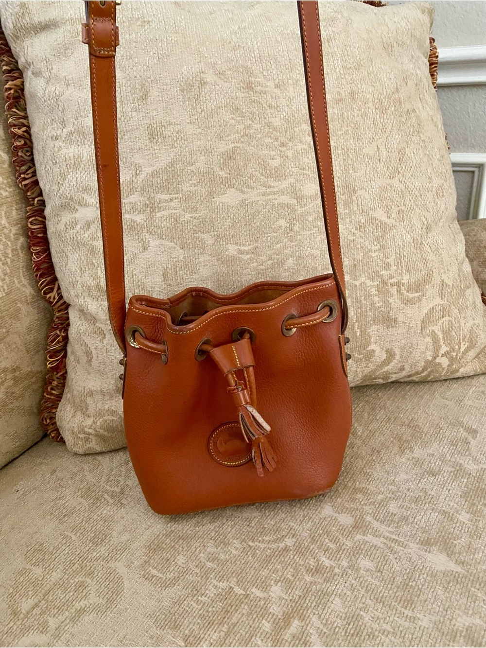 Dooney & Bourke Chestnut Pebbled Leather Drawstring Crossbody - Picture 4 of 4